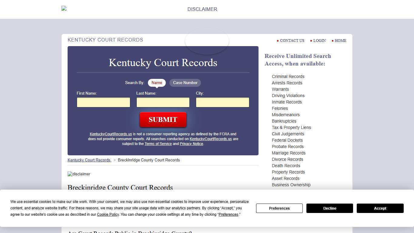 Breckinridge County Court Records | KentuckyCourtRecords.us