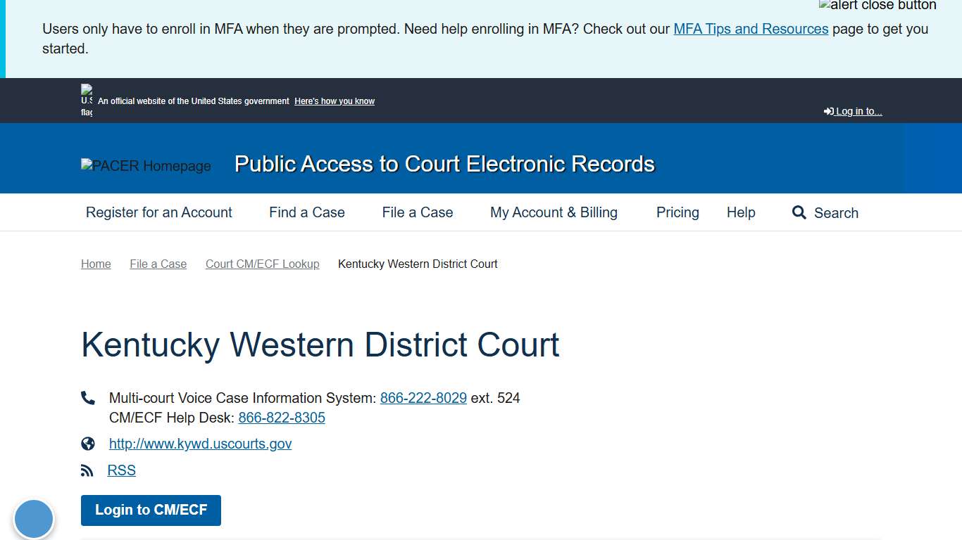 Kentucky Western District Court | PACER: Federal Court Records